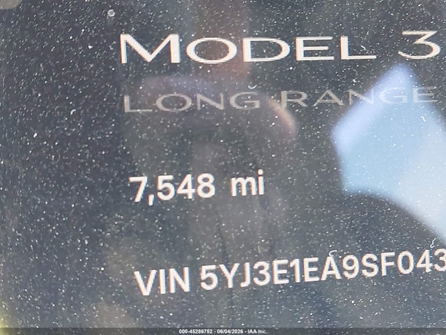 Продажа на аукционе авто 2025 Tesla Model 3 Long Range Rear-wheel Drive/standard Rear-wheel Drive, vin: 5YJ3E1EA9SF043164, номер лота: 45286752