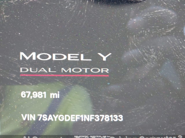 2022 Tesla Model Y Performance Dual Motor All-wheel Drive მანქანა იყიდება აუქციონზე, vin: 7SAYGDEF1NF378133, აუქციონის ნომერი: 45286797