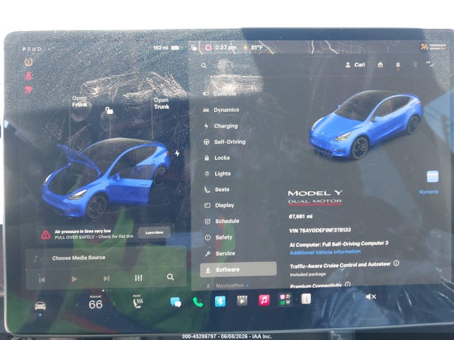 2022 Tesla Model Y Performance Dual Motor All-wheel Drive მანქანა იყიდება აუქციონზე, vin: 7SAYGDEF1NF378133, აუქციონის ნომერი: 45286797