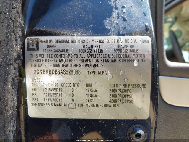 45286829 :رقم المزاد ، 3GNBABDB6AS528088 vin ، 2010 Chevrolet Hhr Lt مزاد بيع