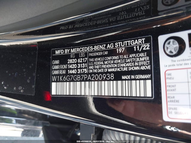 W1K6G7GB7PA200938 Mercedes-Benz S 580 4matic