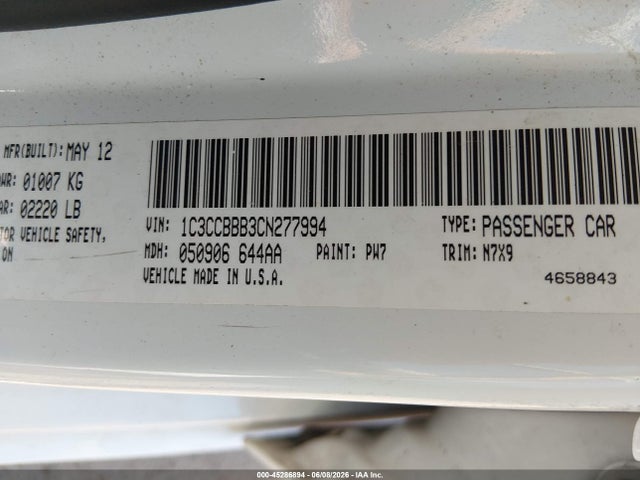 Продаж на аукціоні авто 2012 Chrysler 200 Touring, vin: 1C3CCBBB3CN277994, номер лоту: 45286894