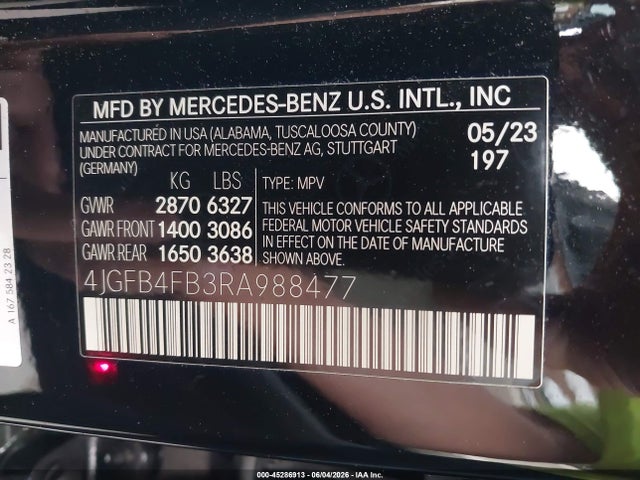 4JGFB4FB3RA988477 Mercedes-Benz Gle 350 4matic