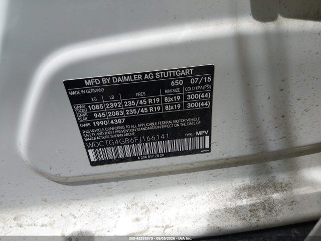 Продажа на аукционе авто 2015 Mercedes-benz Gla 250 4matic, vin: WDCTG4GB6FJ166141, номер лота: 45286979