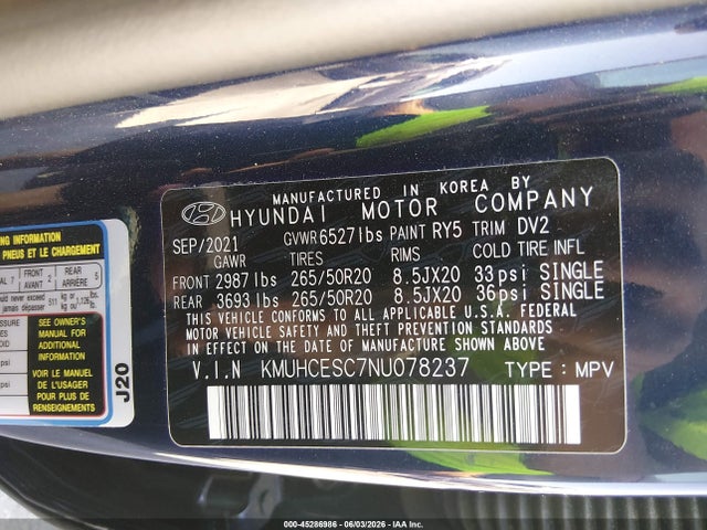 Aukcja sprzedaży 2022 Genesis Gv80 3.5t Awd Advanced, vin: KMUHCESC7NU078237, numer aukcji: 45286986
