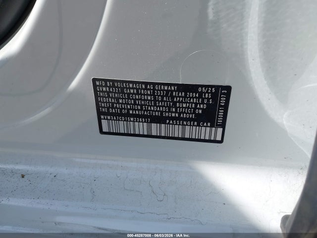 Aukcja sprzedaży 2025 Volkswagen Golf Gti 2.0t Se, vin: WVW3A7CD1SW236917, numer aukcji: 45287008