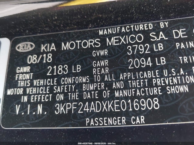 KIA Forte Lxs 2019 3KPF24ADXKE016908 Image 9