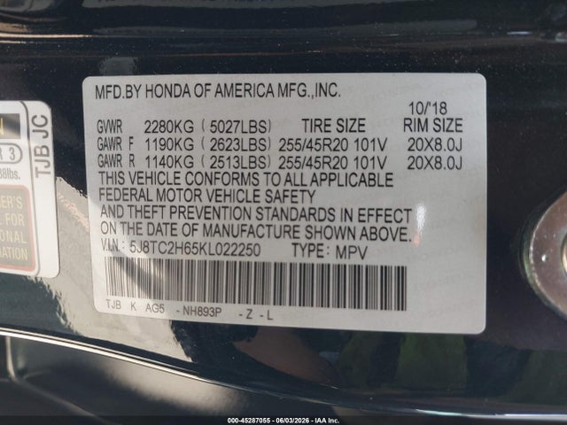 Продаж на аукціоні авто 2019 Acura Rdx A-spec Package, vin: 5J8TC2H65KL022250, номер лоту: 45287055