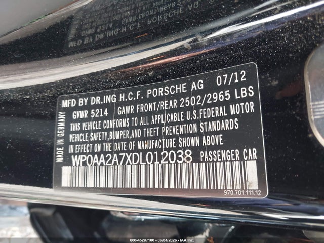 Aukcja sprzedaży 2013 Porsche Panamera, vin: WP0AA2A7XDL012038, numer aukcji: 45287100