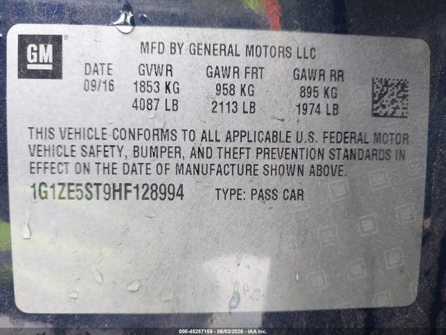 1G1ZE5ST9HF128994 Chevrolet MALIBU 1LT