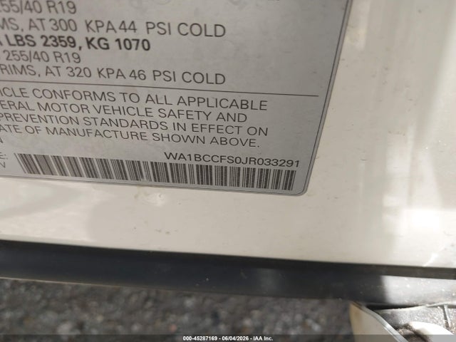 Aukcja sprzedaży 2018 Audi Q3 2.0t Premium/2.0t Sport Premium, vin: WA1BCCFS0JR033291, numer aukcji: 45287169