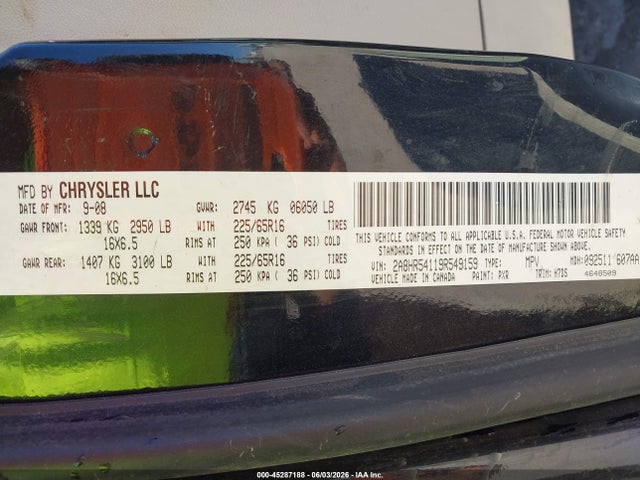 Aukcja sprzedaży 2009 Chrysler Town & Country Touring, vin: 2A8HR54119R549159, numer aukcji: 45287188