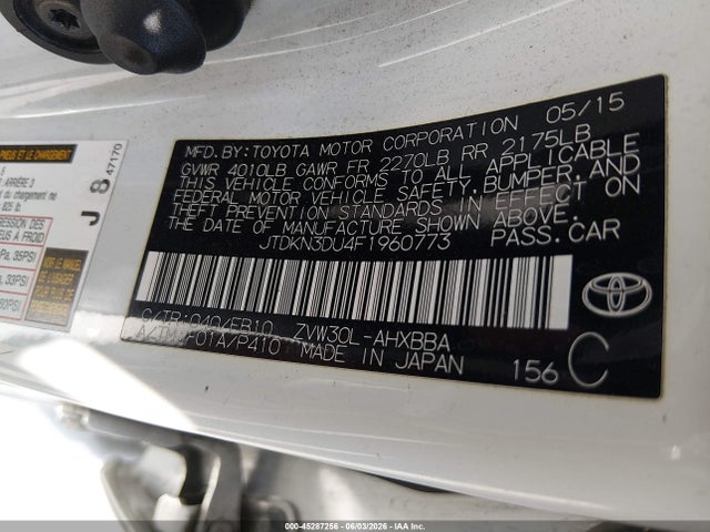 JTDKN3DU4F1960773 Toyota Prius One