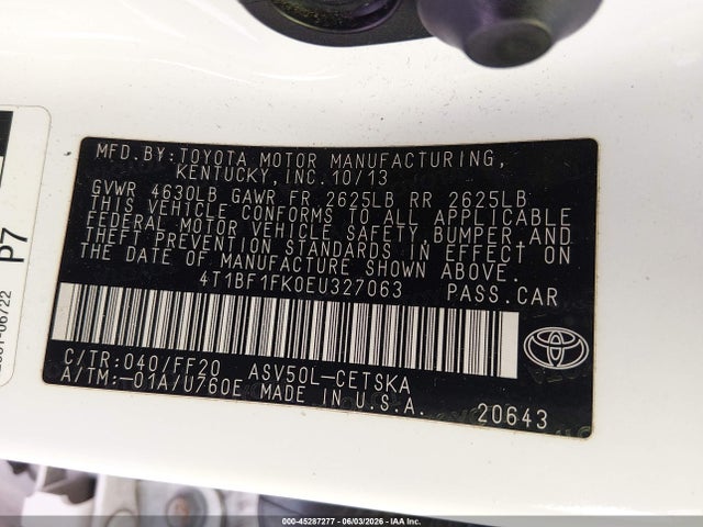 Продаж на аукціоні авто 2014 Toyota Camry Se, vin: 4T1BF1FK0EU327063, номер лоту: 45287277