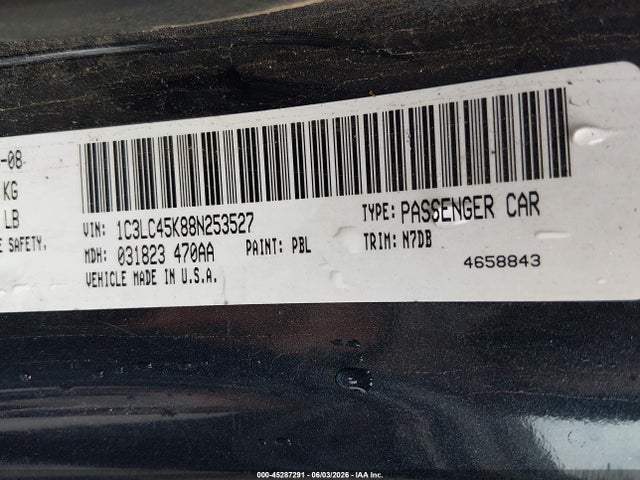 Aukcja sprzedaży 2008 Chrysler Sebring Lx, vin: 1C3LC45K88N253527, numer aukcji: 45287291