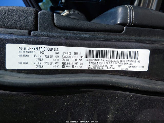 2014 Jeep Grand Cherokee Limited მანქანა იყიდება აუქციონზე, vin: 1C4RJFBGXEC251857, აუქციონის ნომერი: 45287301