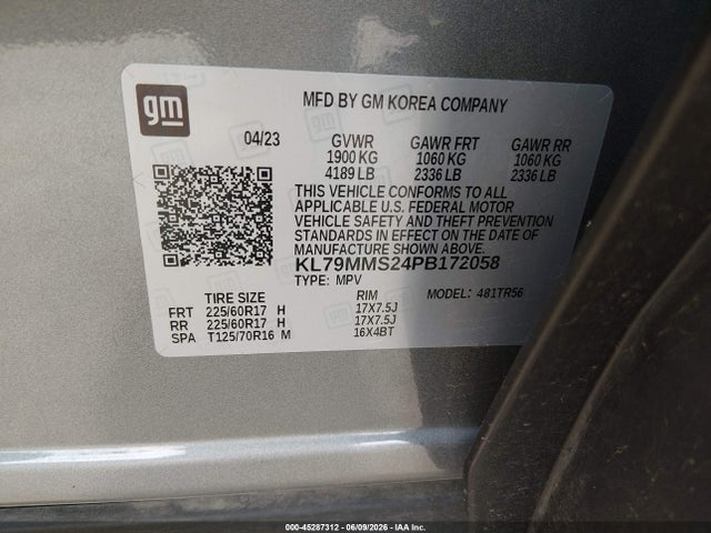KL79MMS24PB172058 Chevrolet Trailblazer Fwd Ls