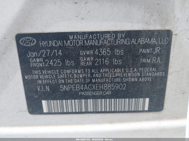 Hyundai SONATA GLS 2014 5NPEB4ACXEH885902 Image 9