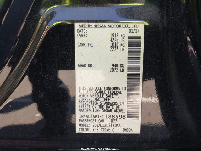 1N4AL3AP1HC188598 Nissan Altima 2.5 Sv