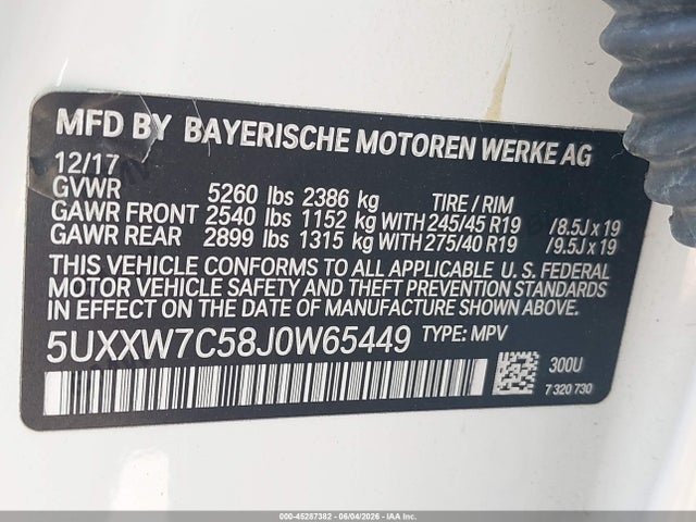 BMW X4 M40i 2018 5UXXW7C58J0W65449 Image 9