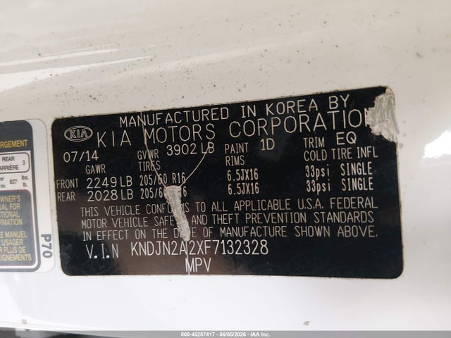 KIA Soul 2015 KNDJN2A2XF7132328 Image 9