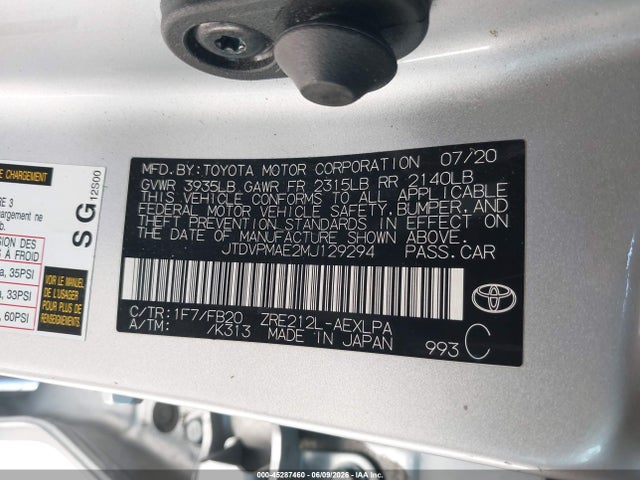 Toyota COROLLA LE 2021 JTDVPMAE2MJ129294 Image 9
