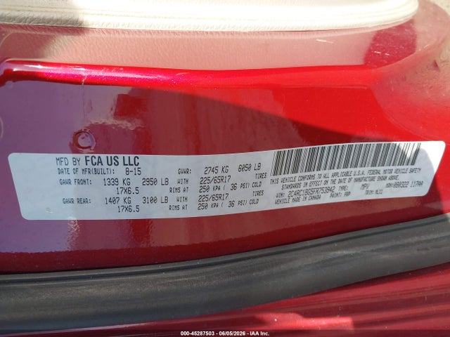 2015 Chrysler Town & Country Touring მანქანა იყიდება აუქციონზე, vin: 2C4RC1BG5FR753942, აუქციონის ნომერი: 45287503