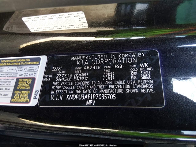 KNDPU3AF1P7035705 KIA Sportage Lx