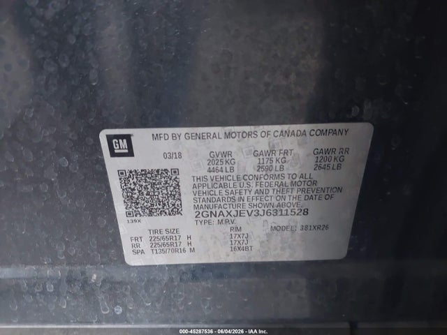 Chevrolet EQUINOX LT 2018 2GNAXJEV3J6311528 Image 9