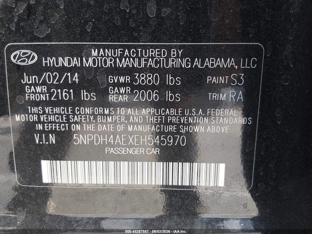 Hyundai Elantra Limited 2014 5NPDH4AEXEH545970 Image 9