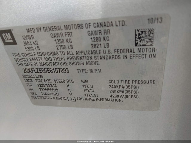 45287615 :رقم المزاد ، 2GKFLZE36E6167393 vin ، 2014 Gmc Terrain Denali مزاد بيع