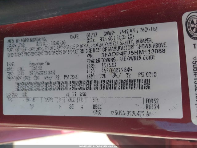 3FADP4EJ5HM113088 Ford FIESTA SE