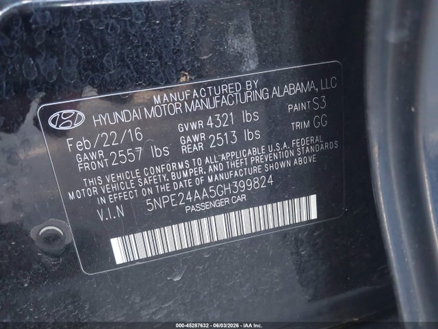 Hyundai SONATA ECO 2016 5NPE24AA5GH399824 Image 9