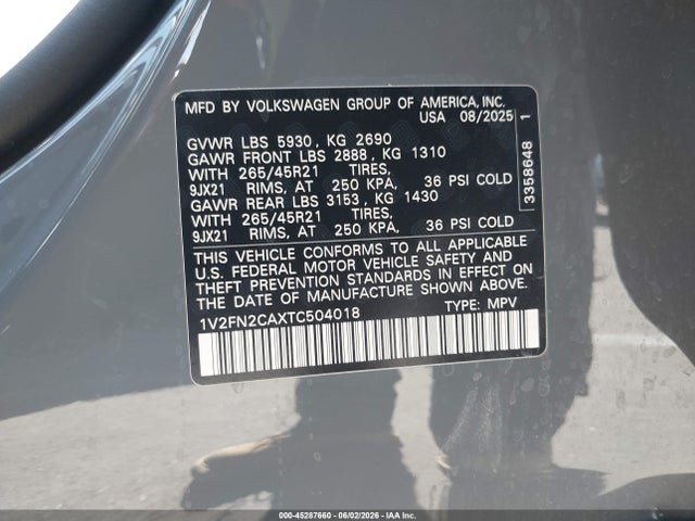 1V2FN2CAXTC504018 Volkswagen Atlas Sel Premium R-line