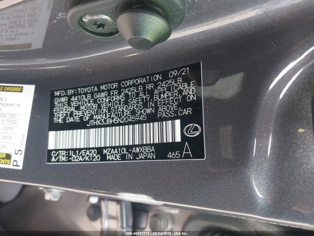 JTHX3JBH5N2045945 Lexus UX 200