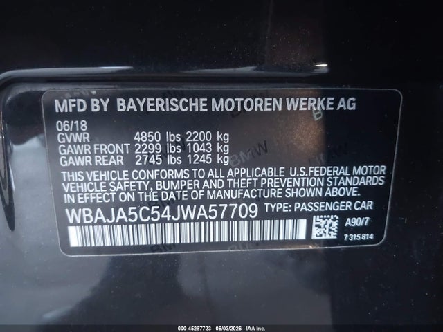 BMW 530I 2018 WBAJA5C54JWA57709 Image 9