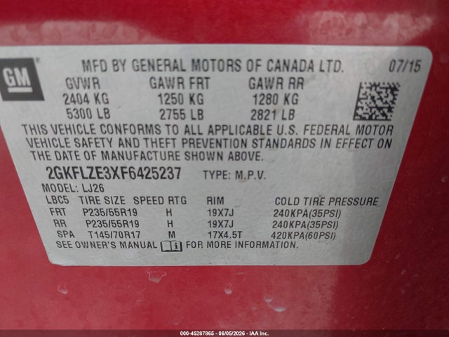 Продажа на аукционе авто 2015 Gmc Terrain Denali, vin: 2GKFLZE3XF6425237, номер лота: 45287865