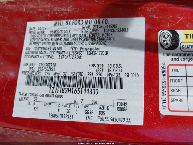 Aukcja sprzedaży 2006 Ford Mustang Gt, vin: 1ZVFT82H165144300, numer aukcji: 45287975
