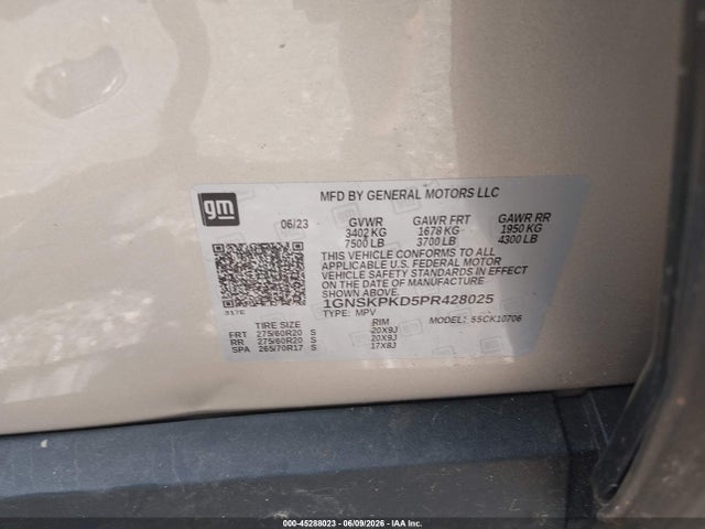 1GNSKPKD5PR428025 Chevrolet Tahoe 4wd Z71