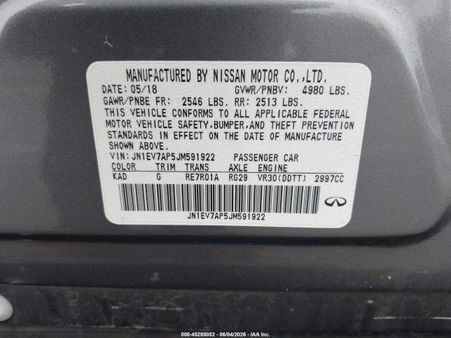 JN1EV7AP5JM591922 Infiniti Q50 3.0t Luxe
