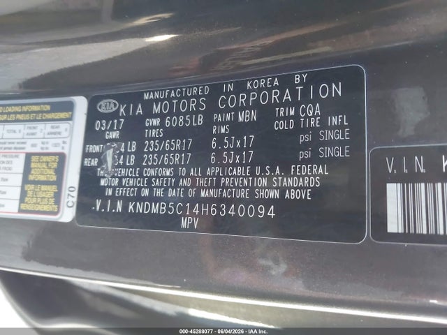 KIA SEDONA LX 2017 KNDMB5C14H6340094 Image 9