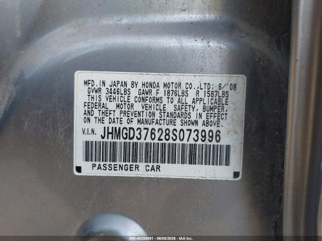 Aukcja sprzedaży 2008 Honda Fit Sport, vin: JHMGD37628S073996, numer aukcji: 45288091