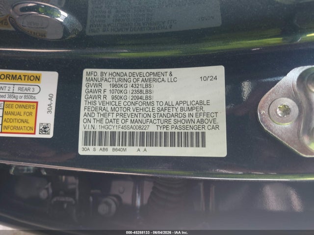 1HGCY1F45SA008227 Honda ACCORD SE
