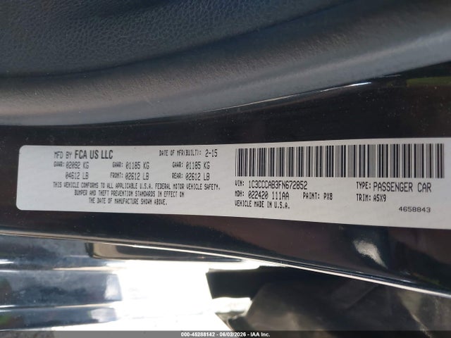 Aukcja sprzedaży 2015 Chrysler 200 Limited, vin: 1C3CCCAB3FN672852, numer aukcji: 45288142