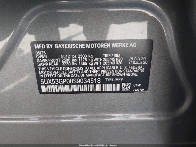 BMW X3 30 Xdrive 2025 5UX53GP08S9034518 Image 9