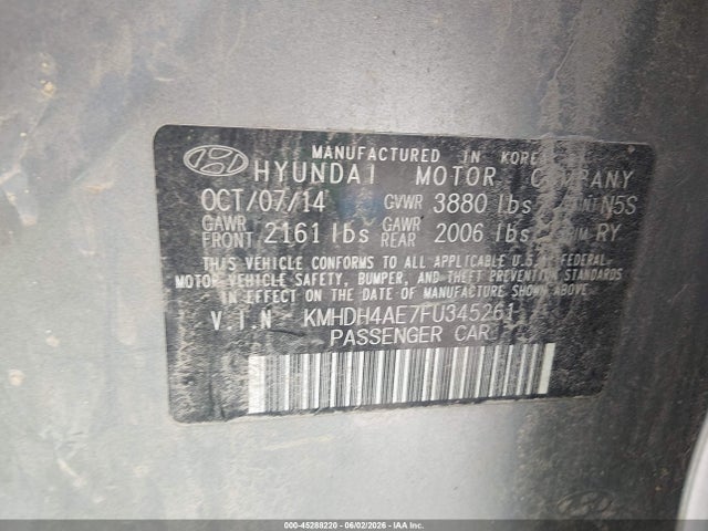 Hyundai ELANTRA SE 2015 KMHDH4AE7FU345261 Image 9