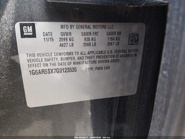 Продажа на аукционе авто 2016 Cadillac Cts Luxury Collection, vin: 1G6AR5SX7G0123535, номер лота: 45288273