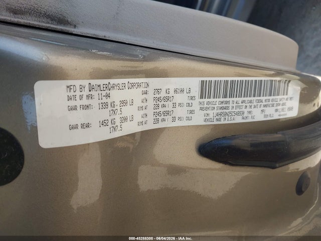 45288300 :رقم المزاد ، 1J4HR58N25C548930 vin ، 2005 Jeep Grand Cherokee Limited مزاد بيع