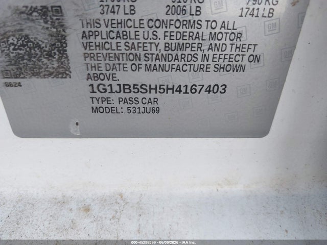 Продажа на аукционе авто 2017 Chevrolet Sonic Ls Auto, vin: 1G1JB5SH5H4167403, номер лота: 45288399
