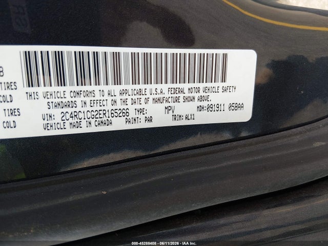 2014 Chrysler Town & Country Touring-l მანქანა იყიდება აუქციონზე, vin: 2C4RC1CG2ER165266, აუქციონის ნომერი: 45288408
